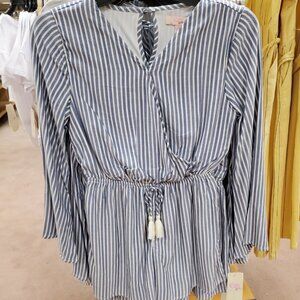 Long-sleeve Striped Romper